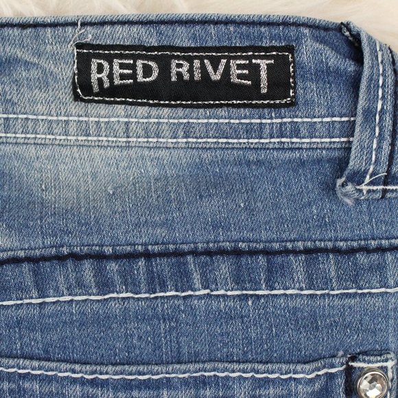 Red Rivet Boot Cut Jeans - Picture 6 of 6